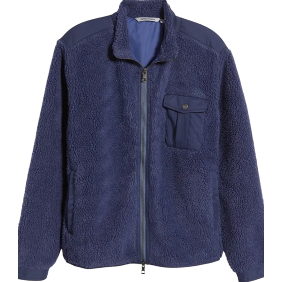 Peter Millar Autumn High Pile blue zip front Fleece Jacket sz 2XL - Picture 4 of 11